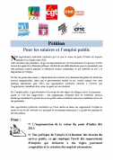 Pétition salaires emploi dans la Fonction Publique, FSU, CGT, CFDT, UNSA, Solidaires, CGC, CFTC 