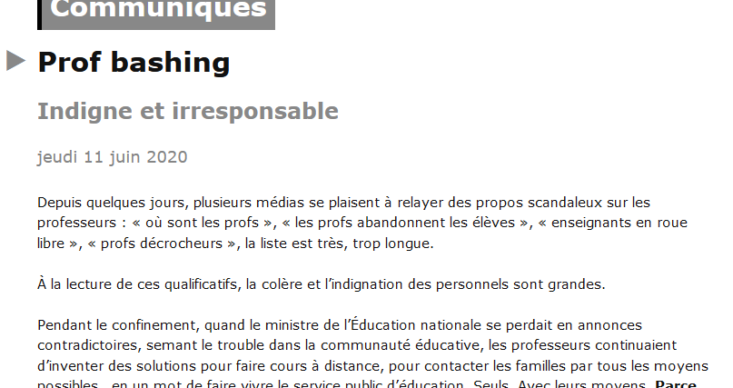 Prof bashing : indigne et irresponsable