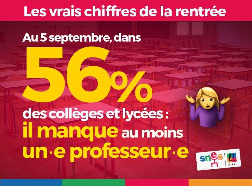 Rentrée 2024 – il n'y a pas un professeur devant chaque classe !