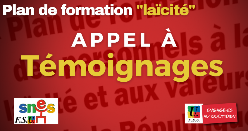 Plan de formation « Laïcité » : adressez-nous vos témoignages !