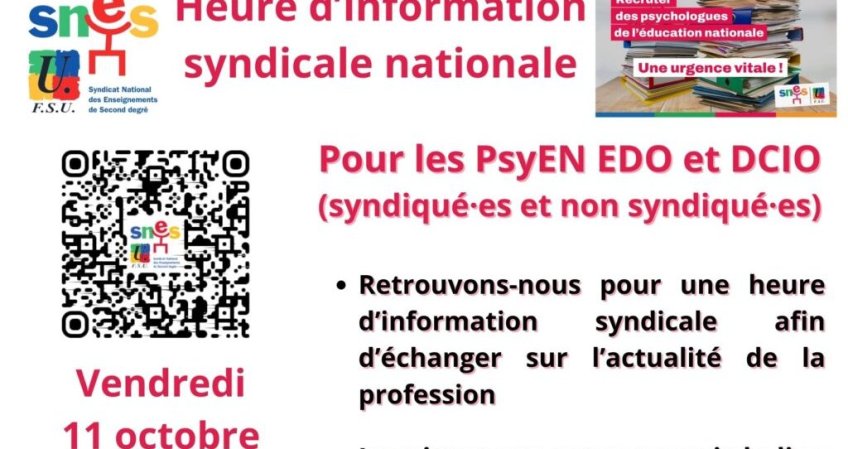 PsyEN/DCIO : réunion d'information syndicale nationale